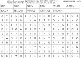 Colours word search