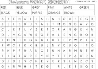 Colours word search
