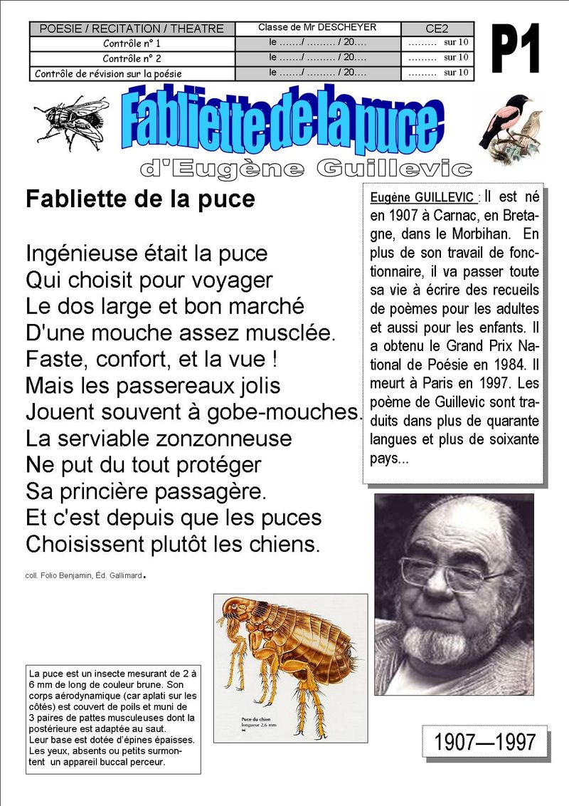 P1 Fabliette de la puce d'Eugène Guillevic